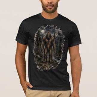 Maanverlichte Bigfoot Losse Waterverf Bos Cryptid T-shirt