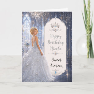 Maanverlichte Blauwe Balzaal Sweet Sixteen Kaart