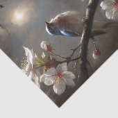 Maanverlichte Blauwe Vogel Bloesem Decoupage Tissuepapier (Detail)