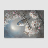 Maanverlichte Blauwe Vogel Decoupage Tissuepapier (Voorkant)