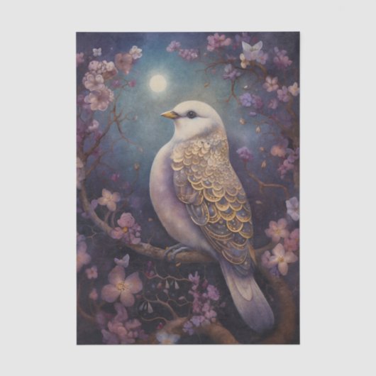Maanverlichte bloemenvogel tissuepapier (Voorkant)