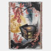 Maanverlichte blokhut Japanse bos kunst (7) Deken (Voorkant Verticaal)