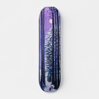 Maanverlichte bomen van schaduwen persoonlijk skateboard