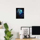 Maanverlichte Boom Gebrandschilderd Hemels Kunstwe Poster (Thuiskantoor)