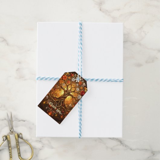 Maanverlichte Boom van de Gloeiende Eeuwigheid. Cadeaulabel (Met Touw)