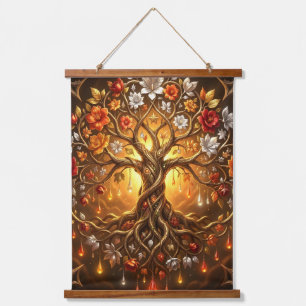 Maanverlichte Boom van de Gloeiende Eeuwigheid Hangend Wandkleed