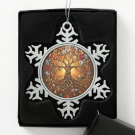Maanverlichte Boom van de Gloeiende Eeuwigheid Tin Sneeuwvlok Ornament