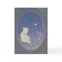 Maanverlichte bosllynx 5x7 wenskaart 