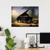 Maanverlichte Bospiano | Digitale Kunst Poster (Thuiskantoor)