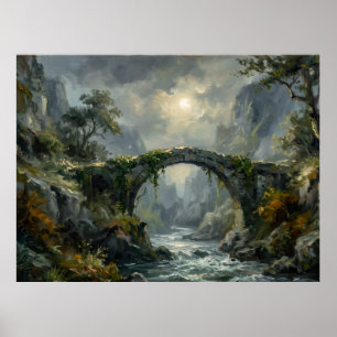Maanverlichte Brug Geest Landschap Poster