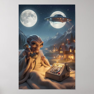 Maanverlichte Buitenaardse Hotline in Bergposter Poster