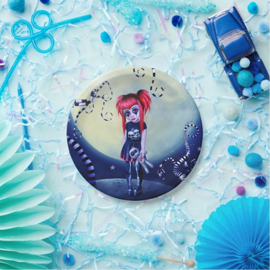 maanverlichte buitenbeentje papieren bordje (Feest)