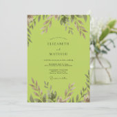Maanverlichte Chartreuse Blad Bruiloft Kaart (Staand voorkant)
