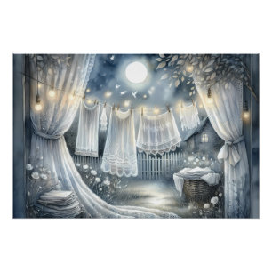 Maanverlichte Cottagecore Wasmijn Perfect Poster