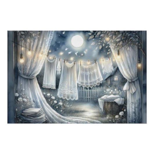 Maanverlichte Cottagecore Wasmijn Perfect Poster (Voorkant)