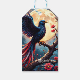 Maanverlichte Crimsonwing – Mystieke Fantasie Voge Cadeaulabel