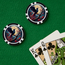 Maanverlichte Crimsonwing – Mystische Fantasie Vog Poker Chips