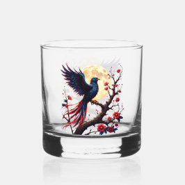 Maanverlichte Crimsonwing – Mystische Fantasie Vog Whisky Glas