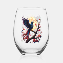 Maanverlichte Crimsonwing – Mystische Fantasie Vog Wijnglas Zonder Voet