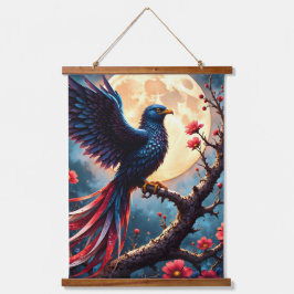 Maanverlichte Crimsonwing – mystische fantasievoge Hangend Wandkleed