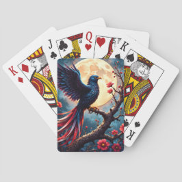 Maanverlichte Crimsonwing – mystische fantasievoge Pokerkaarten