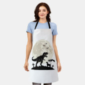 Maanverlichte Dinosaurus Hond Kerkhof Silhouet Shi Schort (Gedragen)