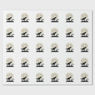 Maanverlichte dinosaurus hondenkerkhof silhouet sh cadeaupapier