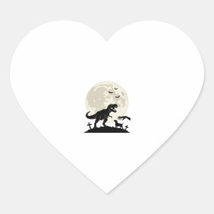 Maanverlichte dinosaurus hondenkerkhof silhouet sh hart sticker
