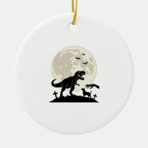 Maanverlichte dinosaurus hondenkerkhof silhouet sh keramisch ornament