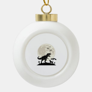 Maanverlichte dinosaurus hondenkerkhof silhouet sh keramische bal ornament