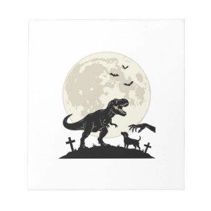 Maanverlichte dinosaurus hondenkerkhof silhouet sh notitieblok