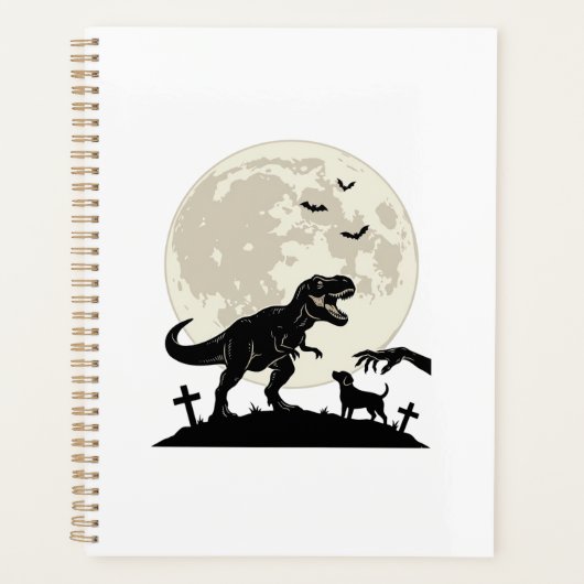 Maanverlichte dinosaurus hondenkerkhof silhouet sh planner (Voorkant)