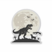 Maanverlichte dinosaurus hondenkerkhof silhouet sh sticker (Voorkant)