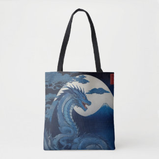 Maanverlichte Draak van Fuji Boodschappentas Tote Bag