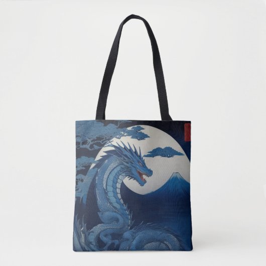 Maanverlichte Draak van Fuji Boodschappentas Tote Bag (Voorkant)