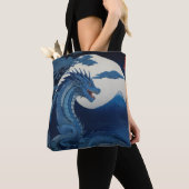 Maanverlichte Draak van Fuji Boodschappentas Tote Bag (Dichtbij)