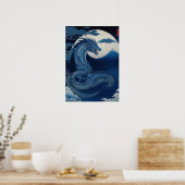Maanverlichte Draak van Fuji Muurkunst Poster (Keuken)