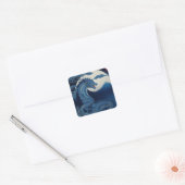 Maanverlichte Draak van Fuji Vierkante Sticker (Envelop)