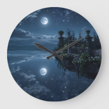 Maanverlichte Drijvende Terras Wandklok