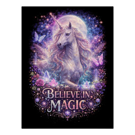 Maanverlichte Eenhoorn Dromen Perfect Poster