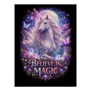 Maanverlichte Eenhoorn Dromen Perfect Poster