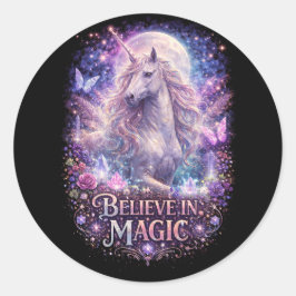 Maanverlichte Eenhoorn Dromen Ronde Sticker