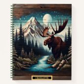 Maanverlichte eland door een rustige rivier notitieboek (Voorkant)