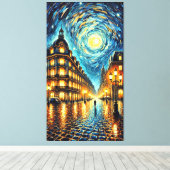 Maanverlichte elegantie – Van Gogh-geïnspireerd st Canvas Afdruk (Insitu (Houten vloer))