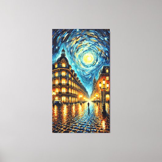 Maanverlichte elegantie – Van Gogh-geïnspireerd st Canvas Afdruk (Voorkant)