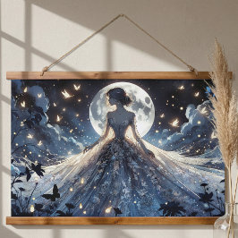 Maanverlichte Feeënprinses Hemels Gewaad Hangend Wandkleed