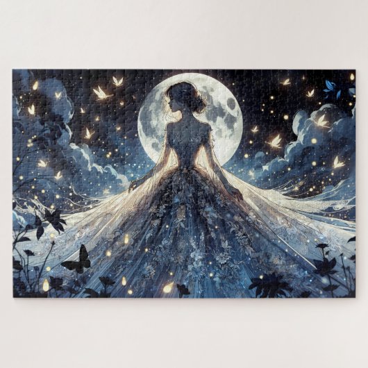 Maanverlichte feeënprinses Hemels Gewaad Legpuzzel (Horizontaal)
