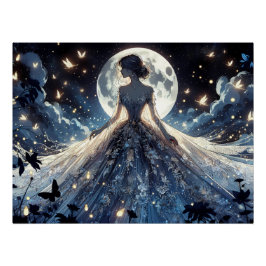 Maanverlichte feeënprinses Hemels Gewaad Perfect Poster