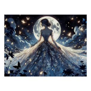 Maanverlichte feeënprinses Hemels Gewaad Perfect Poster