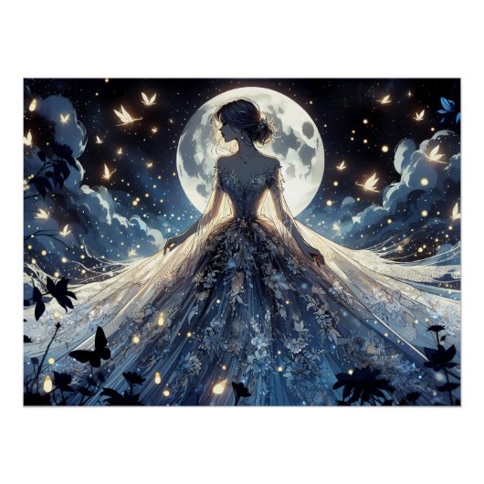 Maanverlichte feeënprinses Hemels Gewaad Perfect Poster (Voorkant)